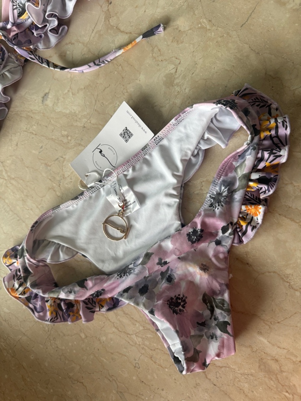 Pink Floral Ruffle Bikini Set - Picture 2 of 6